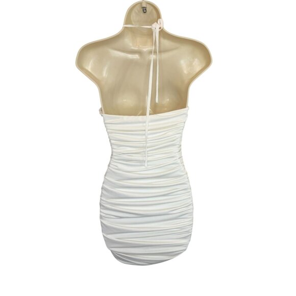 Superdown Melissa White Ruched Halter Mini Dress - Size S - Picture 5 of 9